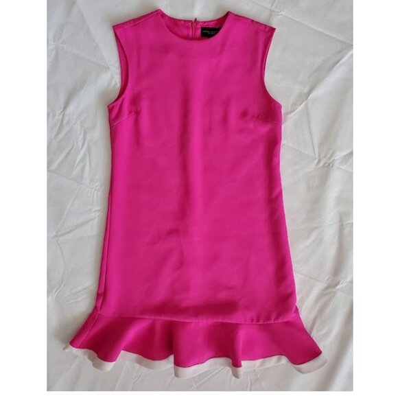 Victoria Beckham Pink Fuchsia Sleeveless Flounce Hem Sheath Dress - Size XS - Picture 4 of 7